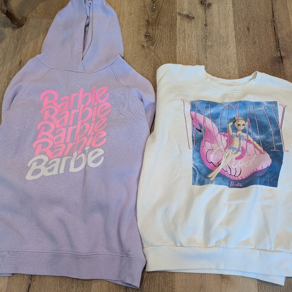 Lot of 2 Barbie Sweatshirts - Hoodie & Crewneck